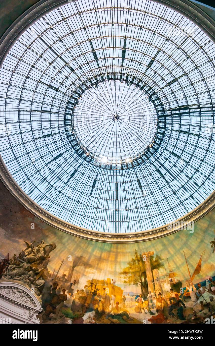 Paris, France, Low Angle View, Looking up at Dome inside New Museum, 'Bourse de Commerce, Pinault Collection', Les Halles Stock Photo