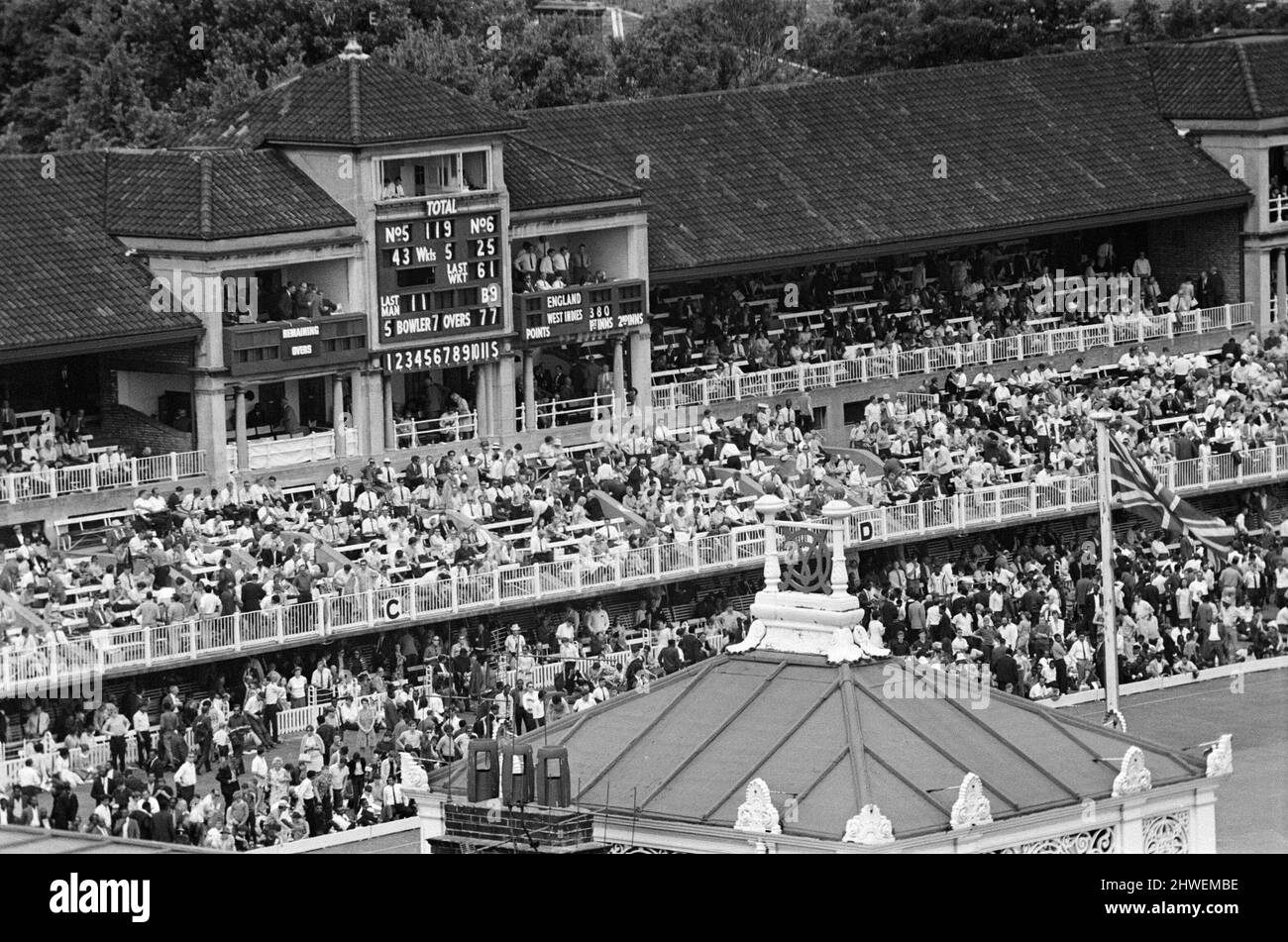 Lord's Cricket Ground, test match, England v West Indies. An elevated