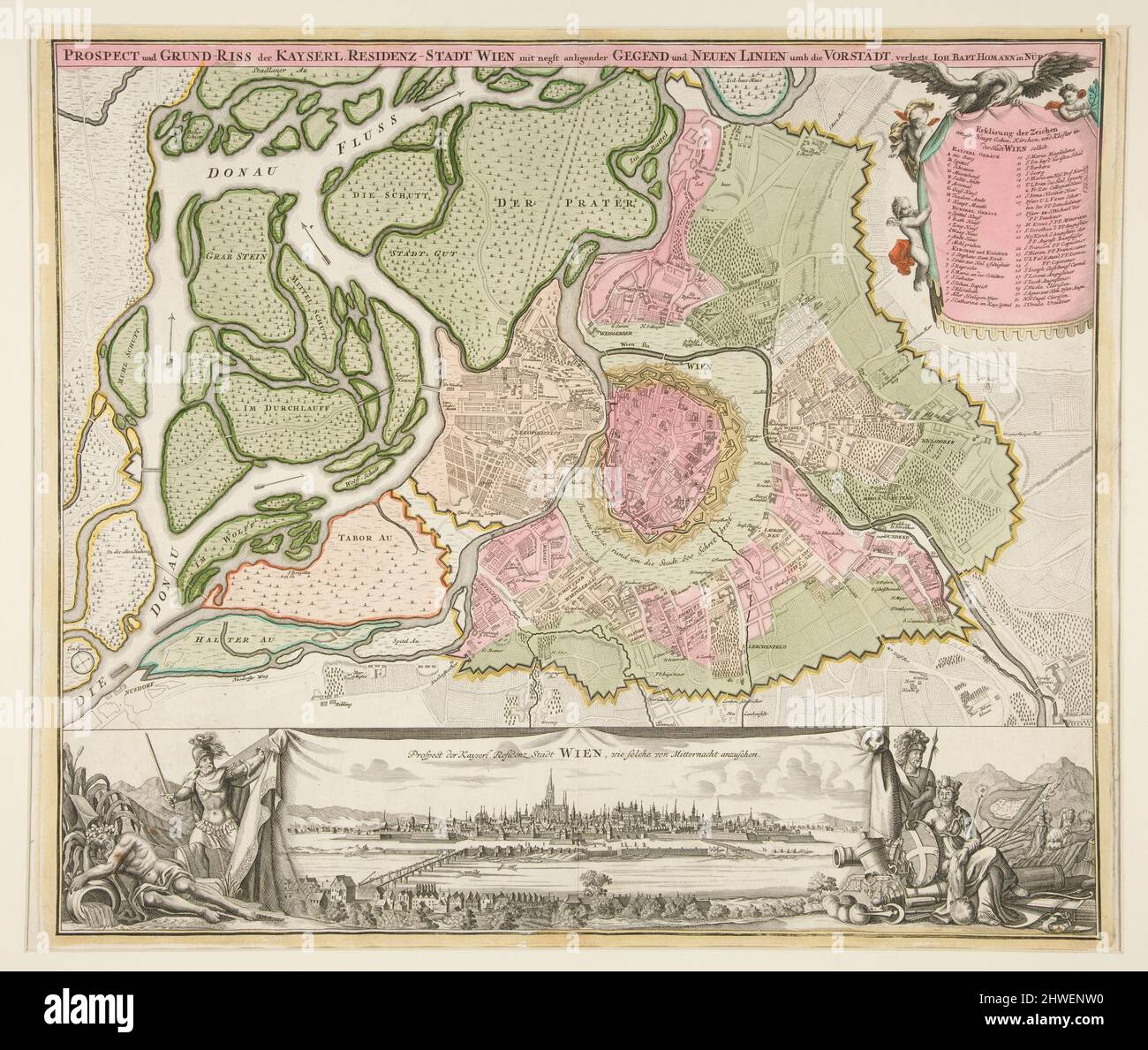 Map of Vienna.  Artist: Johann Baptista Homann, German, 1664–1724 Stock Photo