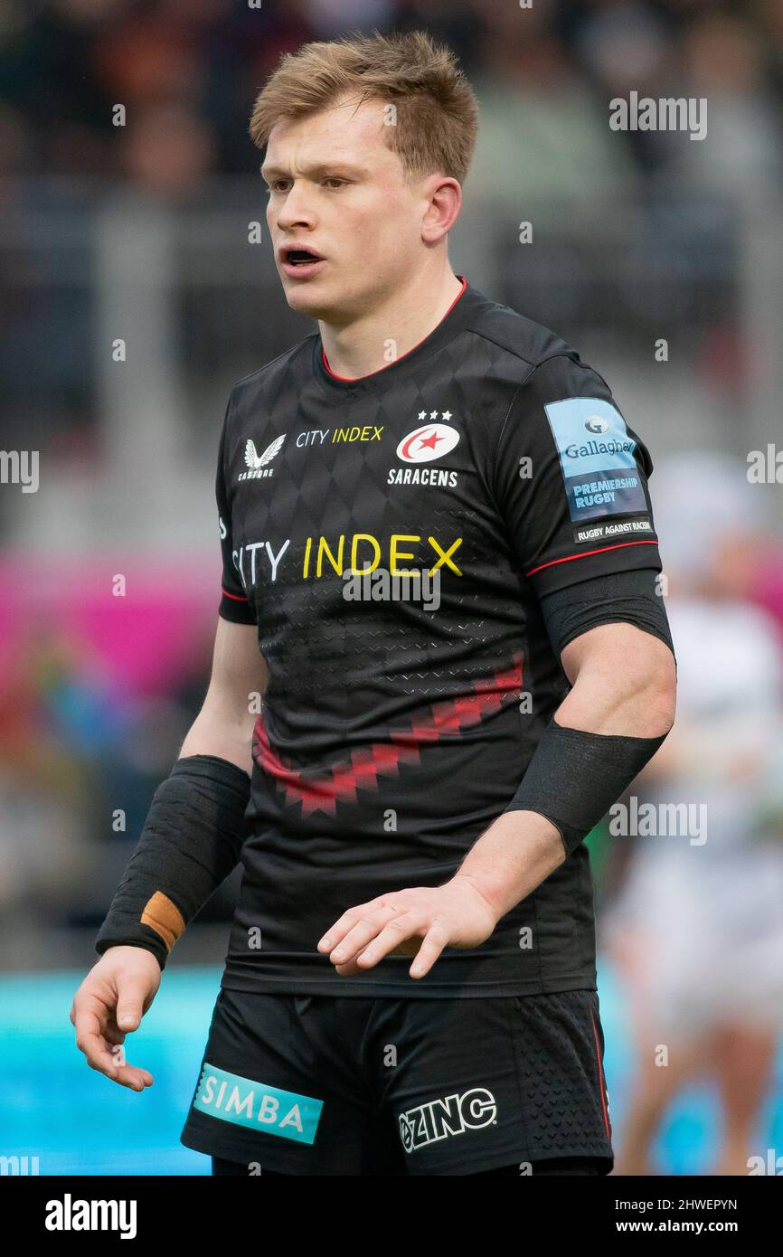 Barnet, United Kingdom. 05th Mar, 2022. Gallagher Premiership Rugby. Saracens V Leicester Tigers. StoneX Stadium. Barnet. Nick Tompkins of Saracens Credit: Sport In Pictures/Alamy Live News Stock Photo