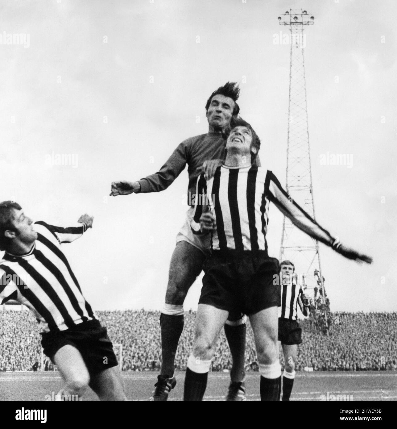 Newcastle United 2-0 Rangers, Inter-Cities Fairs Cup Semi Final, 2nd Leg, football match at St James Park, Wednesday 21st May 1969. Newcastle United win 2-0 on aggregate.  Our picture shows ... Frank Clark, Newcastle Vice Captain on left. Stock Photo