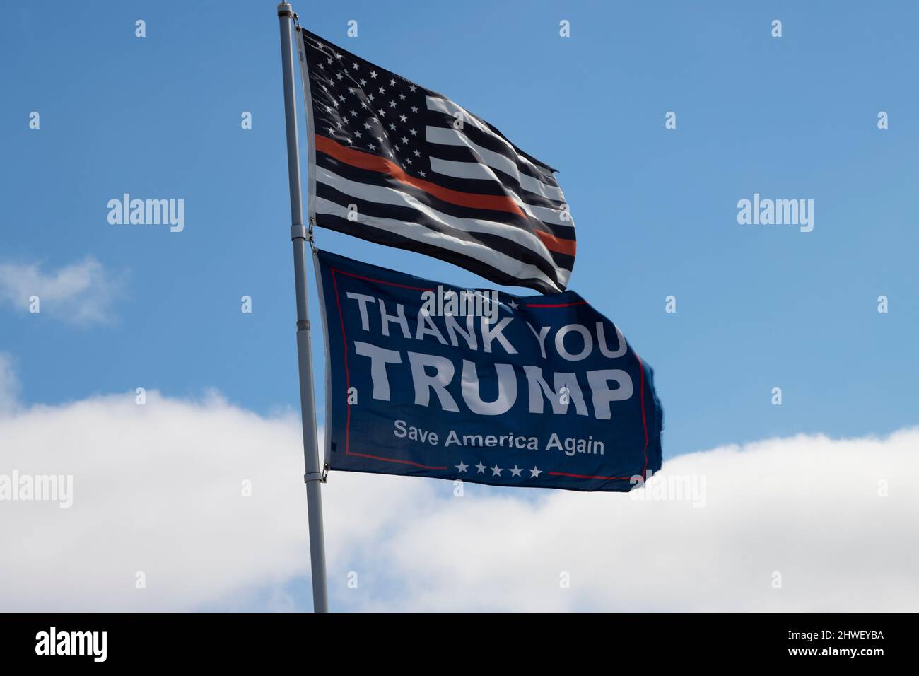 Thank You Trump flag flying in America Stock Photo