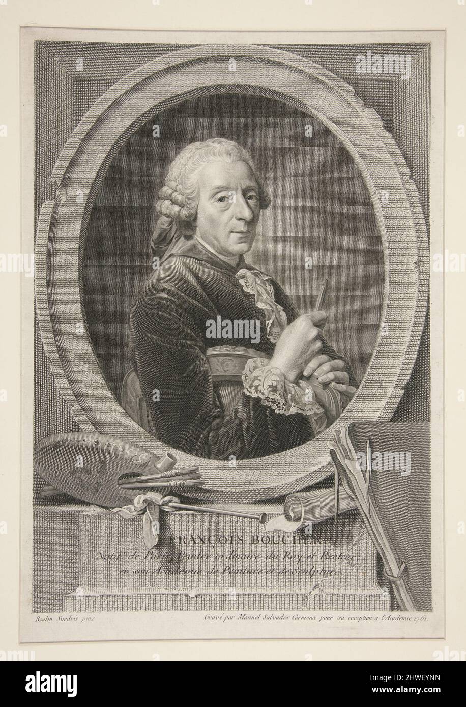 Portrait of François Boucher.  Artist: Manuel Salvador Carmona, Spanish, 1734–1820 Stock Photo