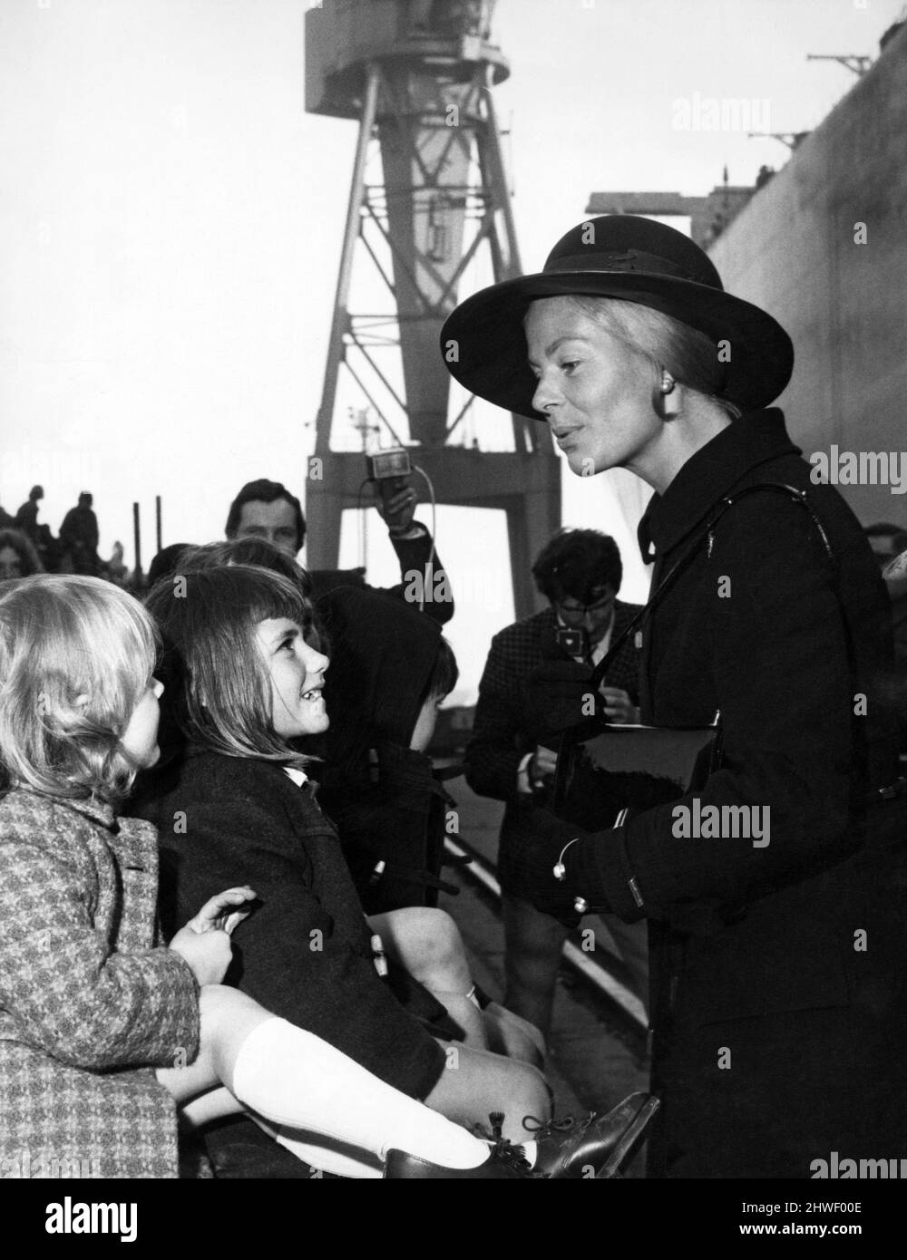 Katharine, Duchess of Kent at launching of Furness Bridge at Swan Hunter, Haverton Hill. 16th October 1970. Stock Photo