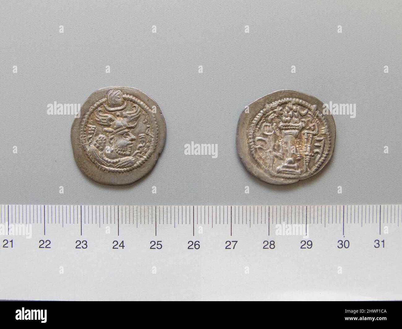 Coin of Peroz I from Persis. Ruler: Peroz I, 457/459-484 A.D. Mint: Persis Artist: Unknown Stock Photo