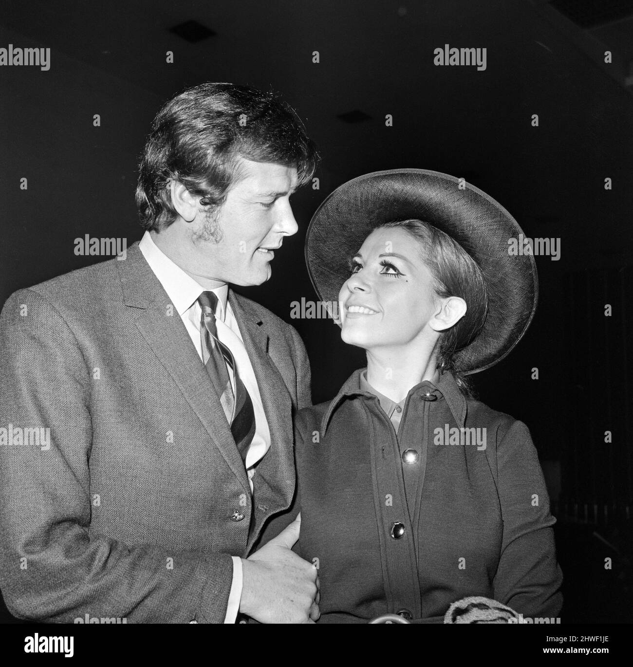 Roger Moore and his wife Luisa heading off on their honeymoon. 13th April 1969. Stock Photo