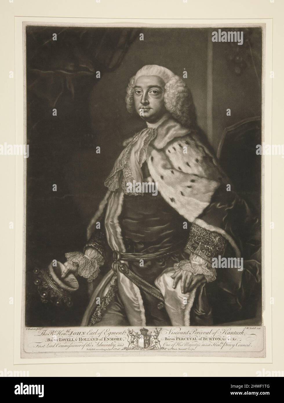 Portrait of the Right Honorable John, Earl of Egmont. Artist James McArdell, Irish, ca. 1729