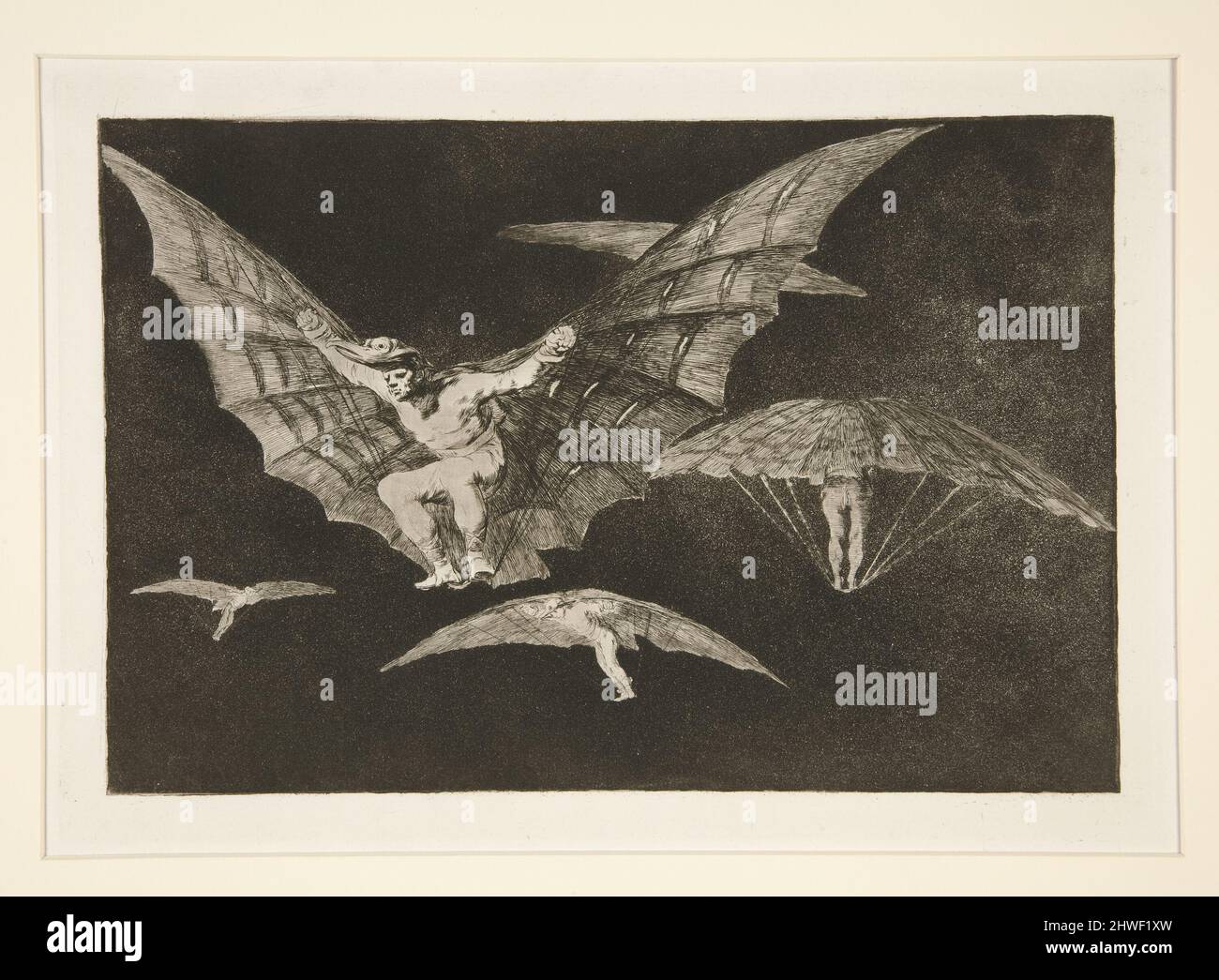 Modo de volar (A Way of Flying), pl. 13 from the series Los proverbios.  Artist: Francisco Goya, Spanish, 1746–1828 Stock Photo