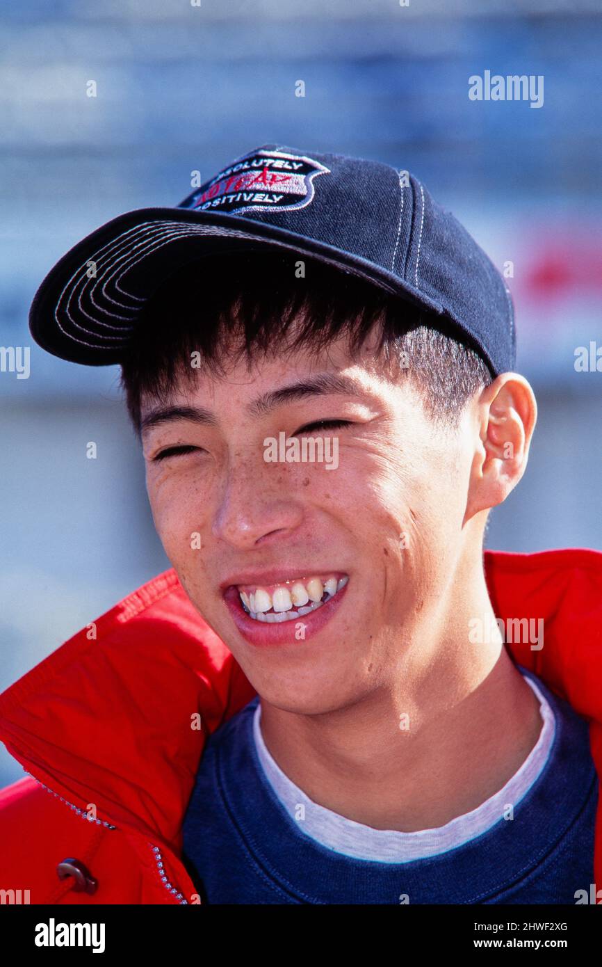 World Champion Haruchika Aoki (JPN), japanese racer, 1996 World Motorcycle Championship, Honda 125 cc. Stock Photo