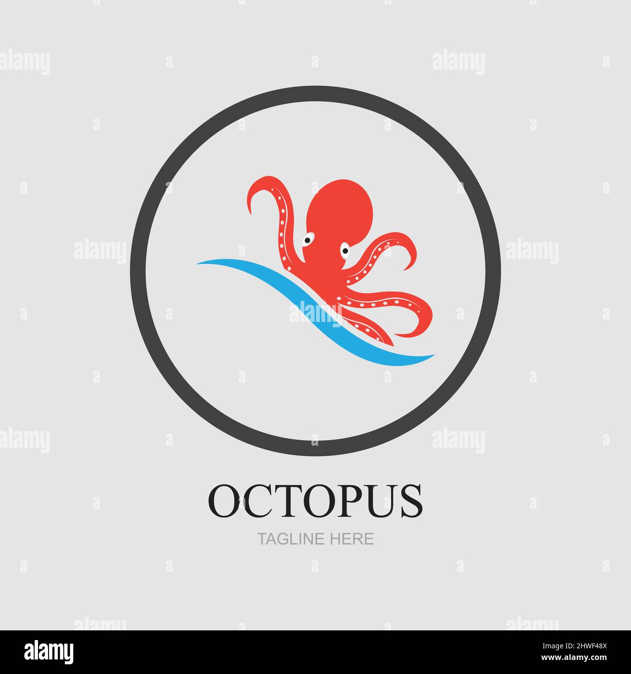 Templates for octopus logos on gray background Stock Vector