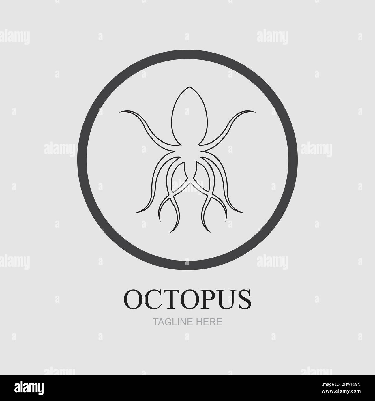Templates for octopus logos on gray background Stock Vector