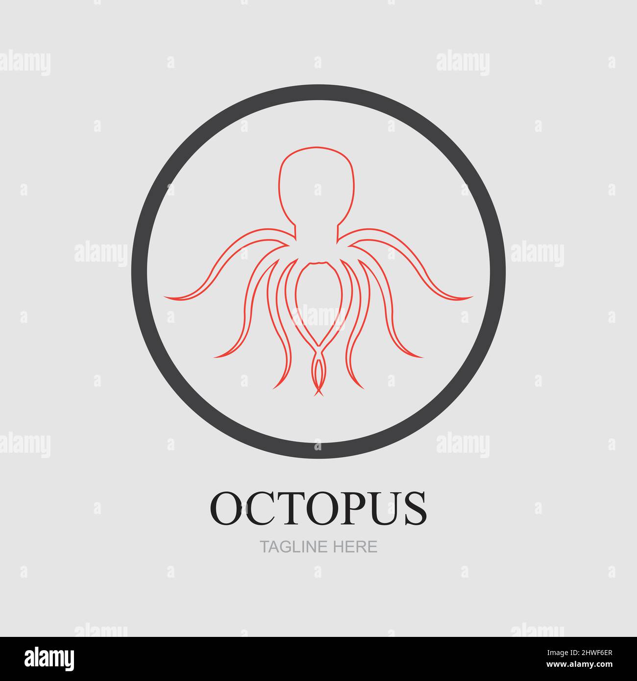 Templates for octopus logos on gray background Stock Vector