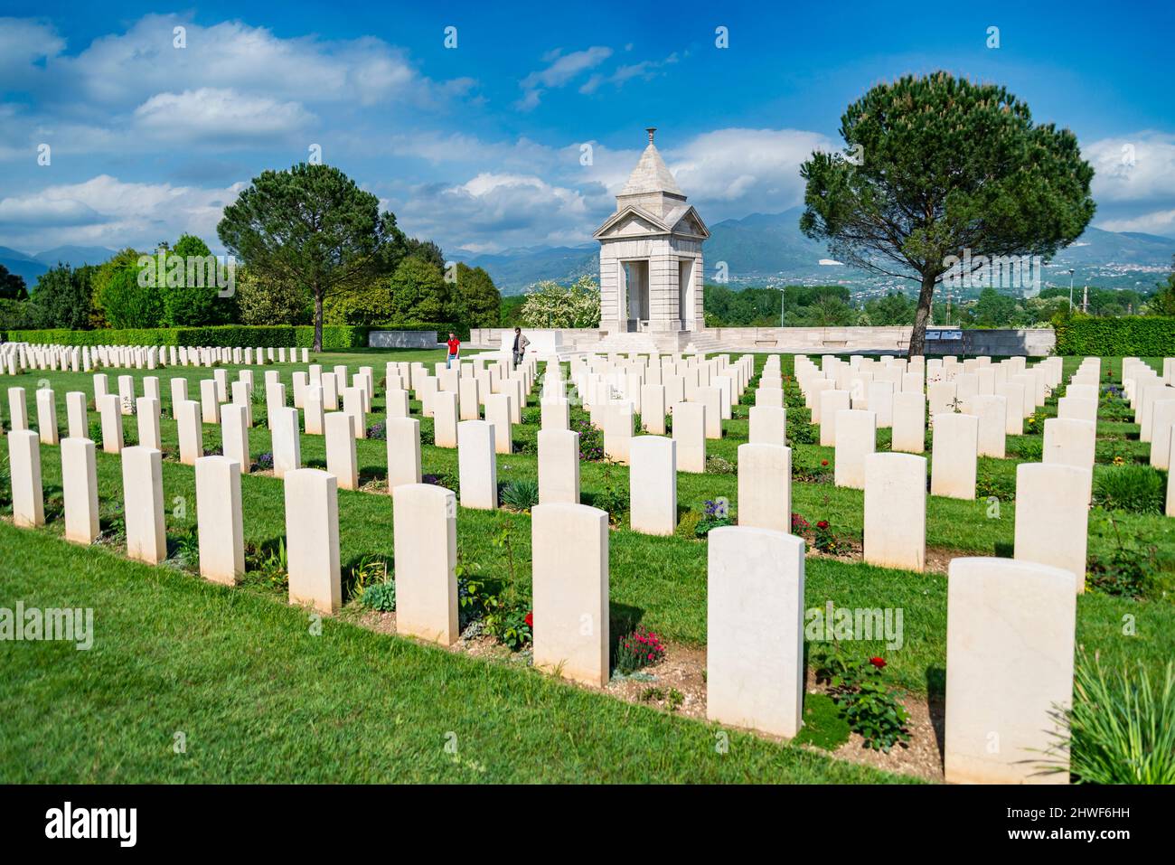 War memorial, Commonwealth Cemetery of Cassino in Italy of the Second World War. Stock Photo