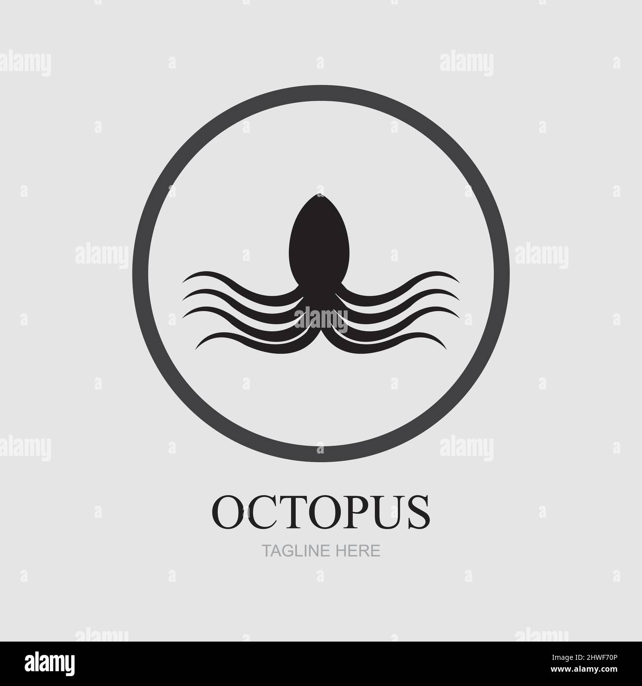 Templates for octopus logos on gray background Stock Vector
