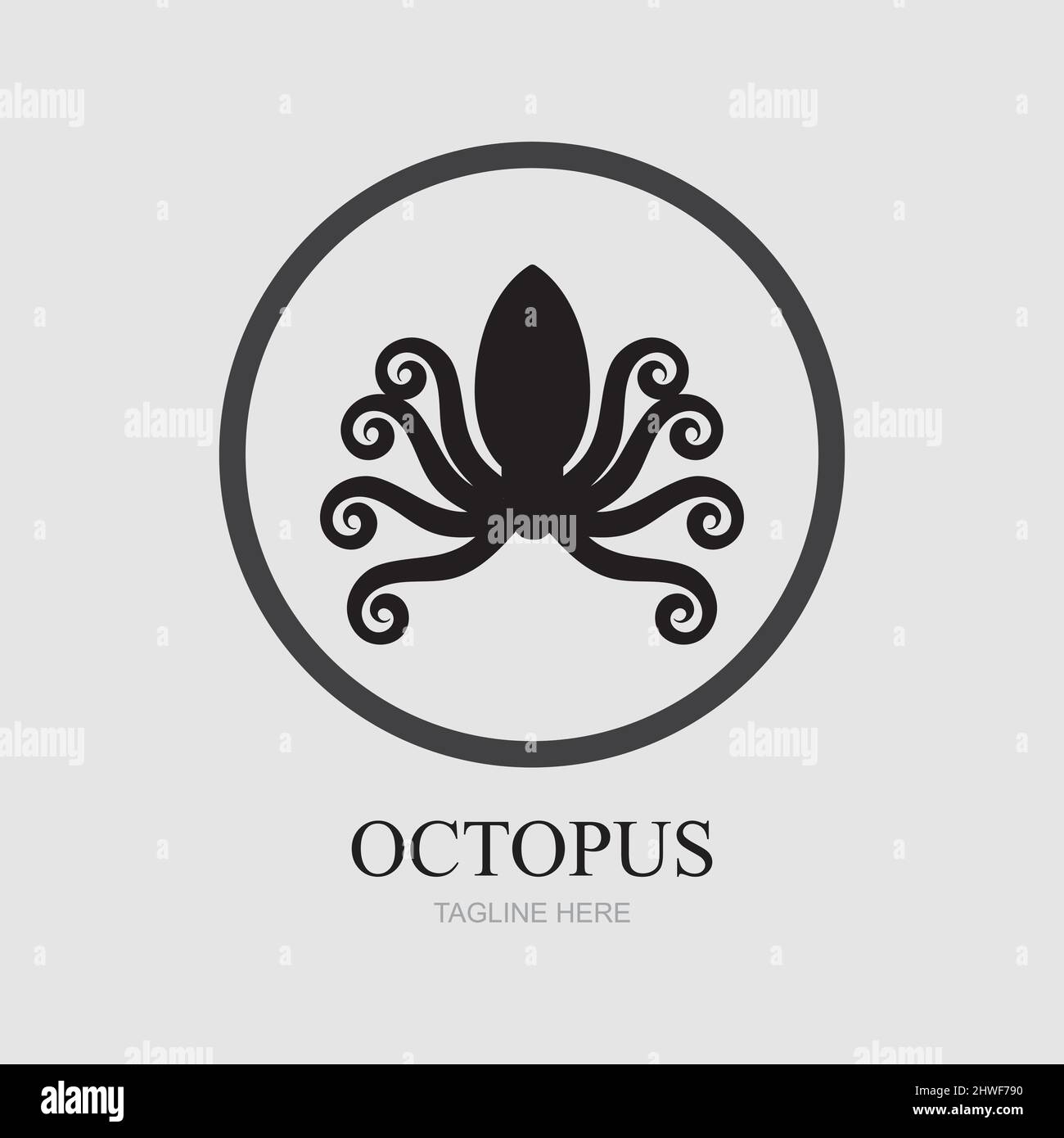 Templates for octopus logos on gray background Stock Vector
