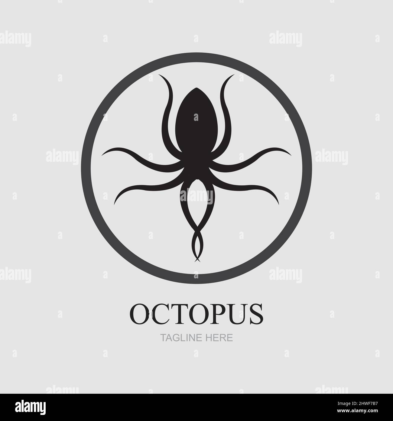 Templates for octopus logos on gray background Stock Vector