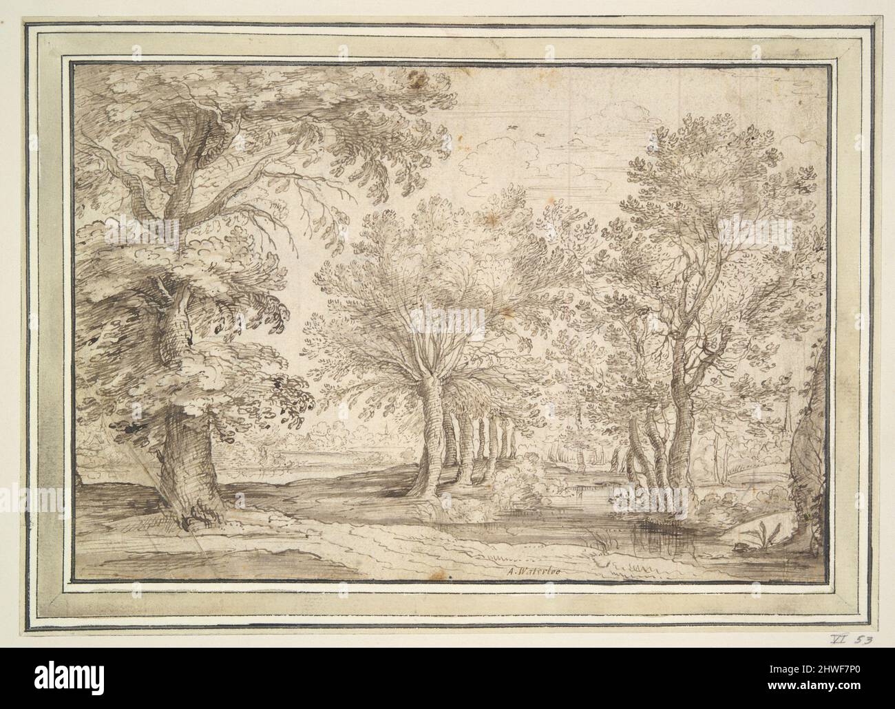 Trees onmarshy ground.  Artist: Unknown After: Denis van Alsloot, Flemish, 1570-1628 Stock Photo