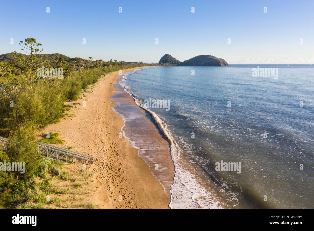 View of Kemp beach towards  Rosslyn Bay near Yeppoon on the Capricorn Coast in Queensland Australia Stock Photo