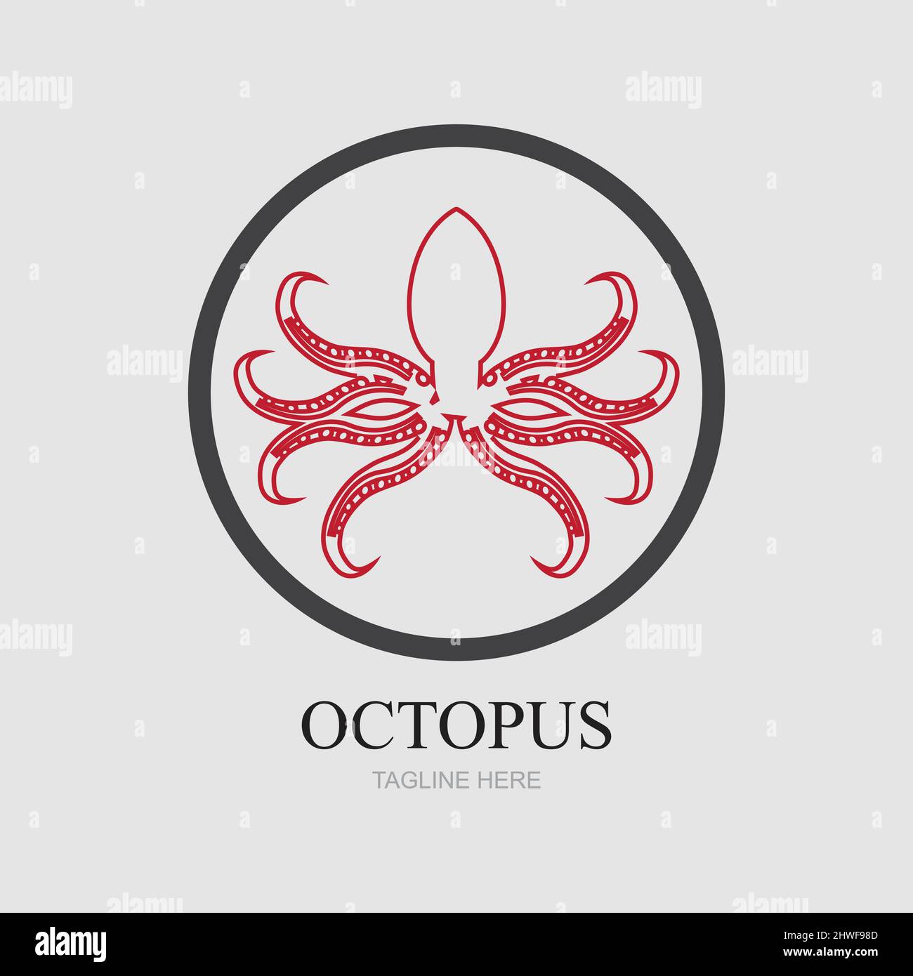 Templates for octopus logos on gray background Stock Vector