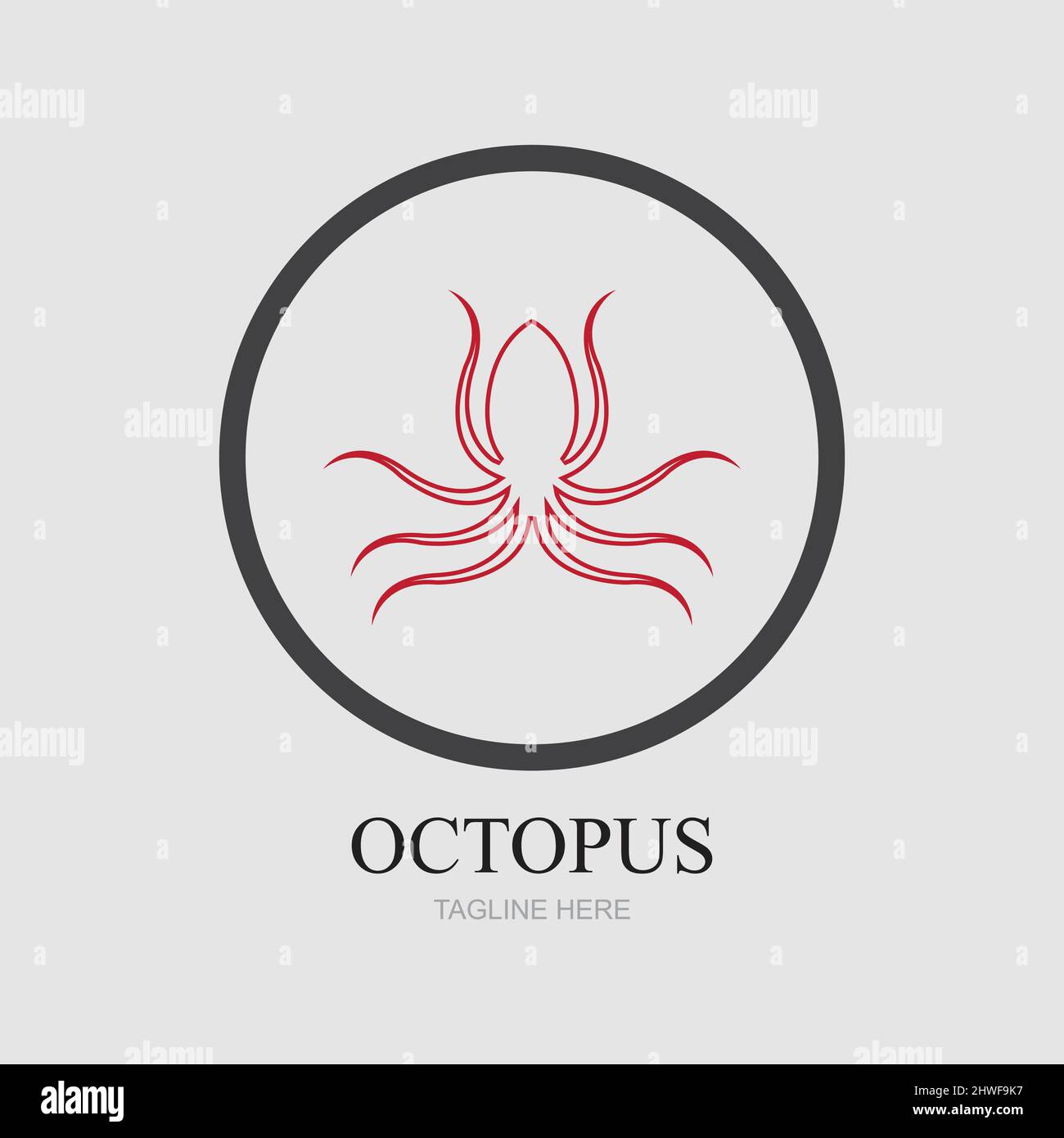 Templates for octopus logos on gray background Stock Vector
