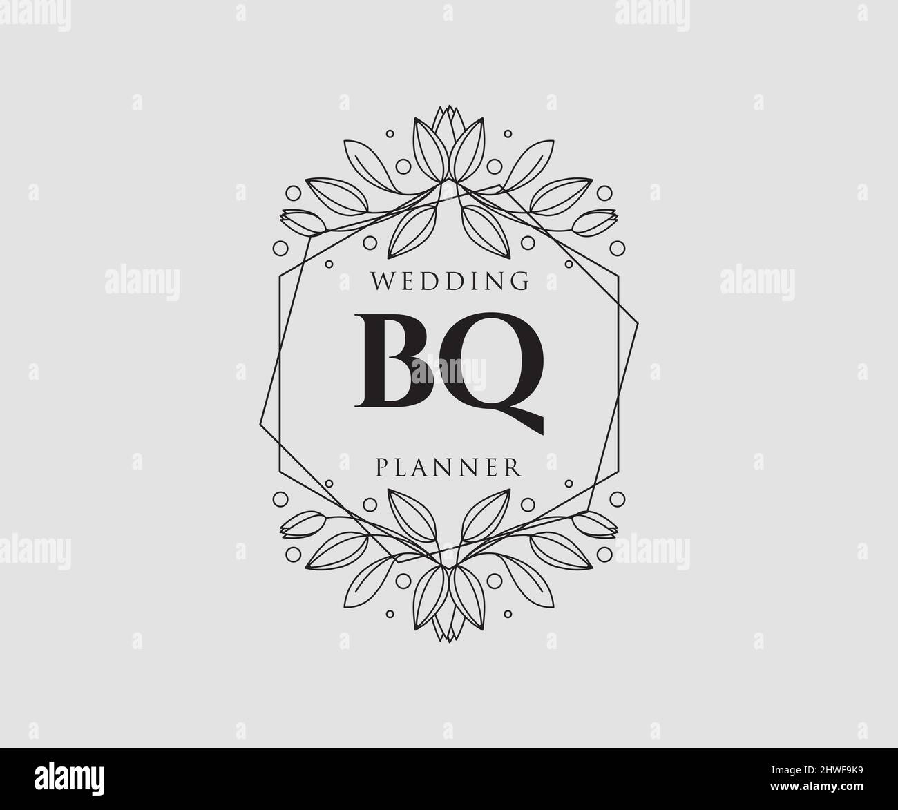 BQ Initials letter Wedding monogram logos collection, hand drawn modern ...