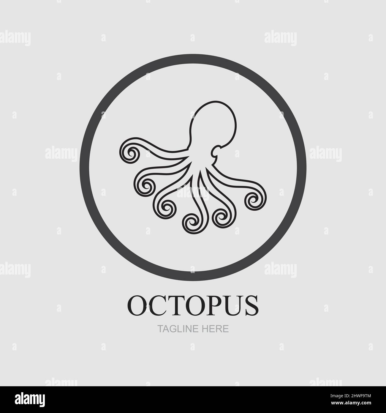 Templates for octopus logos on gray background Stock Vector