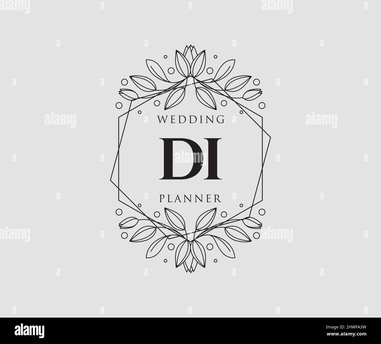 DI Initials letter Wedding monogram logos collection, hand drawn modern ...