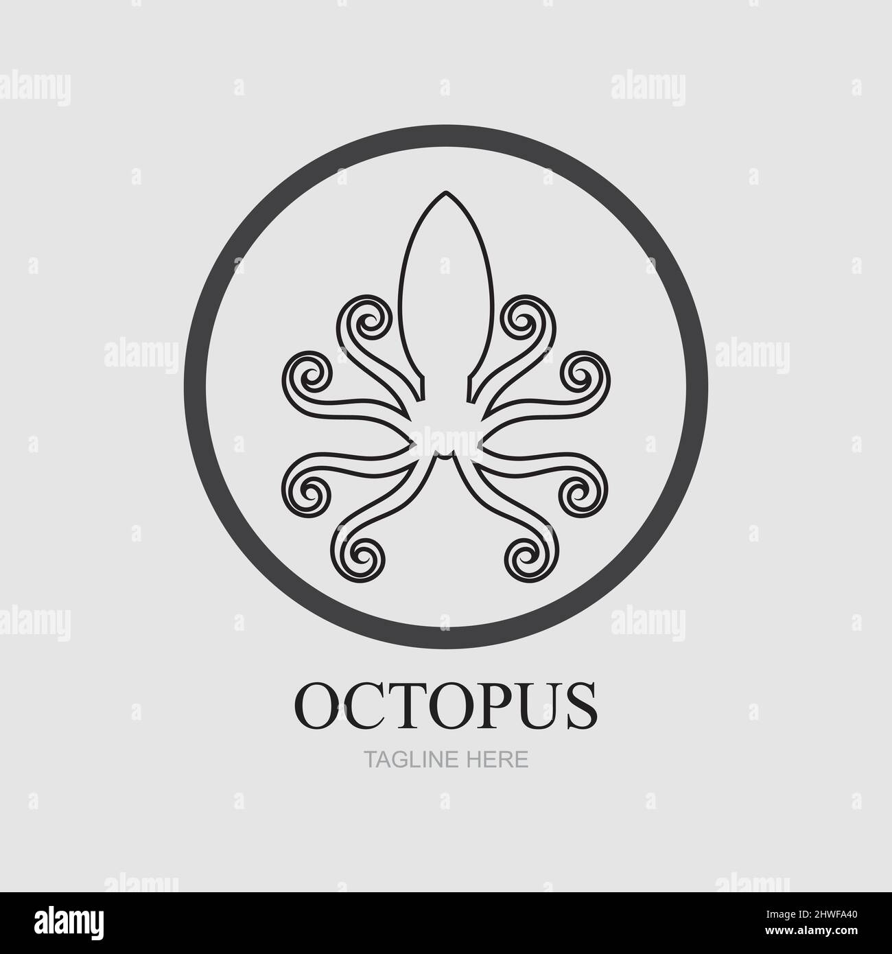 Templates for octopus logos on gray background Stock Vector