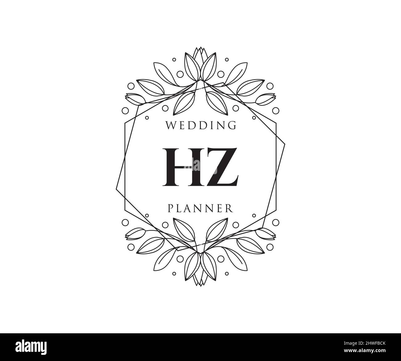 Hz Initials Letter Wedding Monogram Logos Collection Hand Drawn Modern Minimalistic And Floral 0454