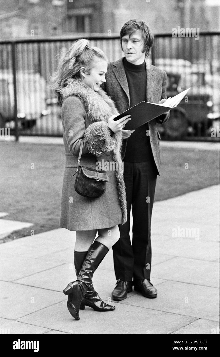 Tom Courtenay and Juliet Mills, stars of a new production 'She Stoops to Conquer' at the Garrick Theatre. 18th March 1969. Stock Photo