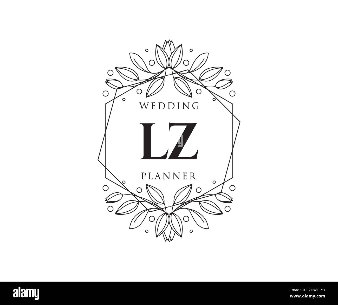 LZ Initials letter Wedding monogram logos collection, hand drawn modern ...