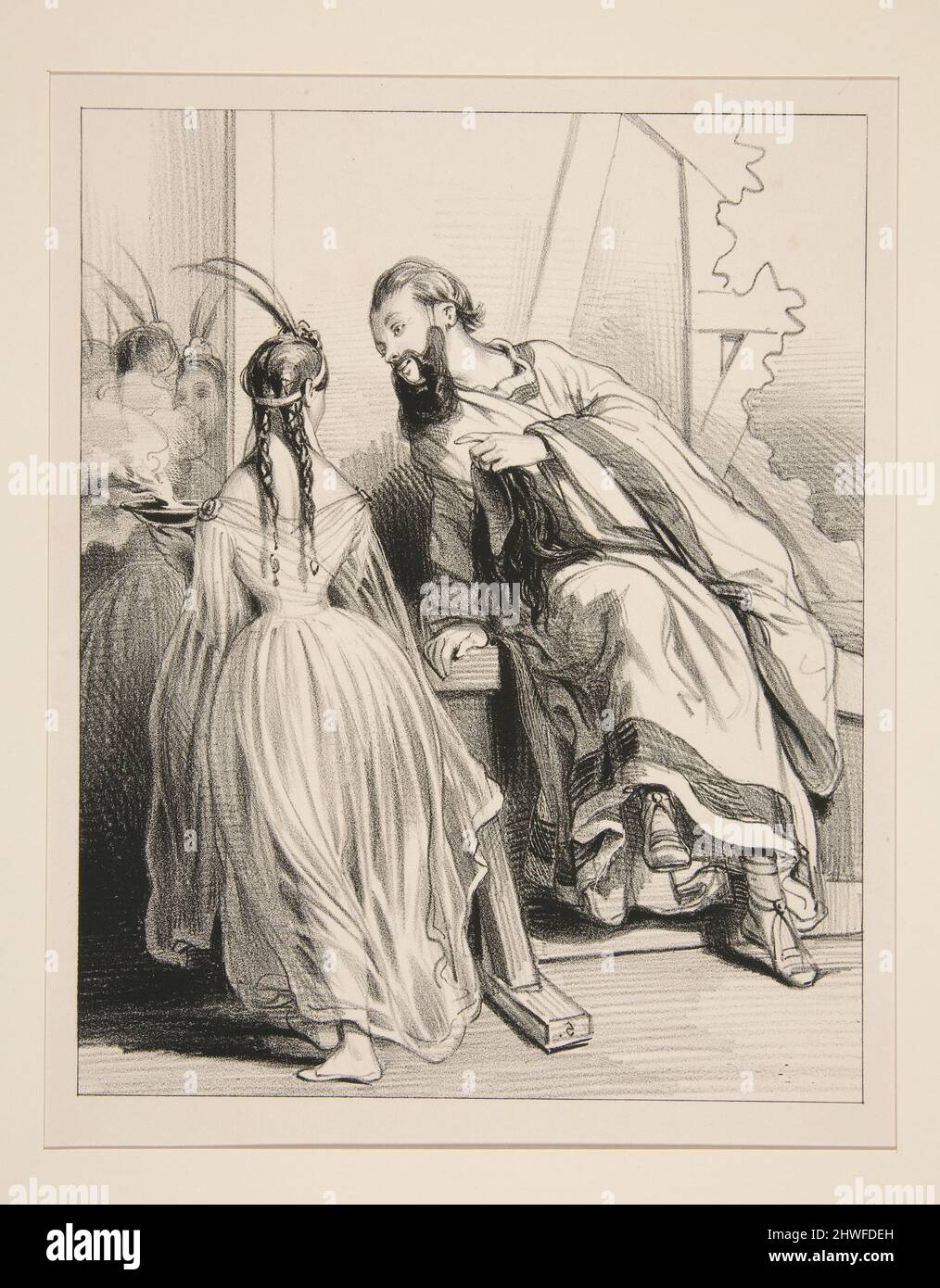(Le Grand Pretre) Donne-moi de ton feu sacre, Celestine….  Artist: Paul Gavarni, French, 1804–1866 Stock Photo
