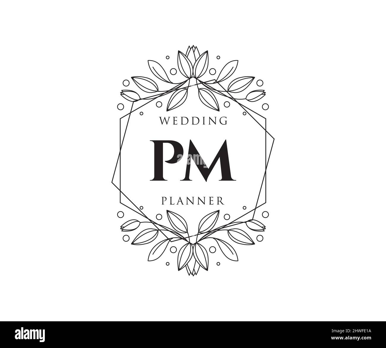 Pm initial wedding monogram logo Royalty Free Vector Image
