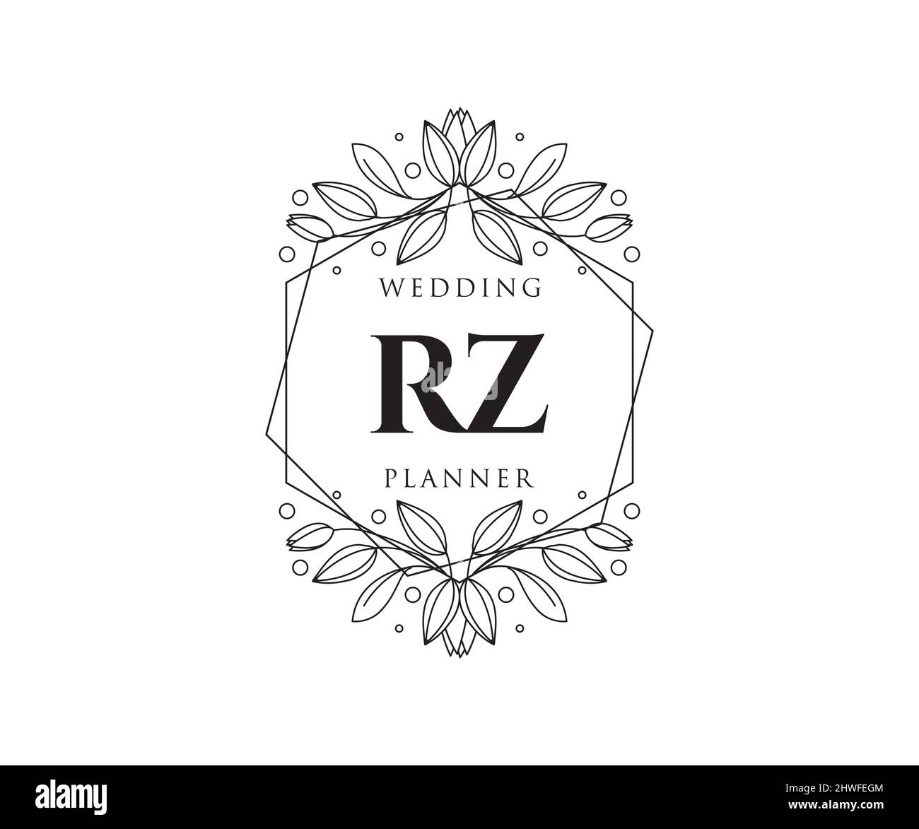 RZ Initials letter Wedding monogram logos collection, hand drawn modern ...
