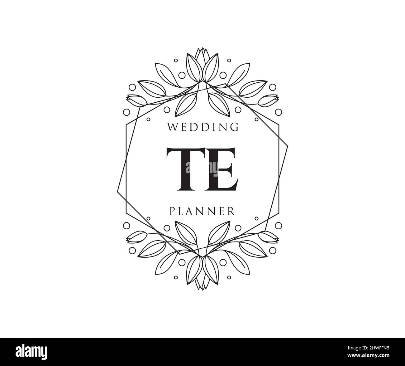 TE Initials letter Wedding monogram logos collection, hand drawn modern ...