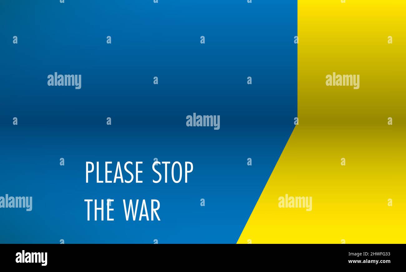 Please stop the war - Illustration in the colors of the Ukrainian flag Stock Vector