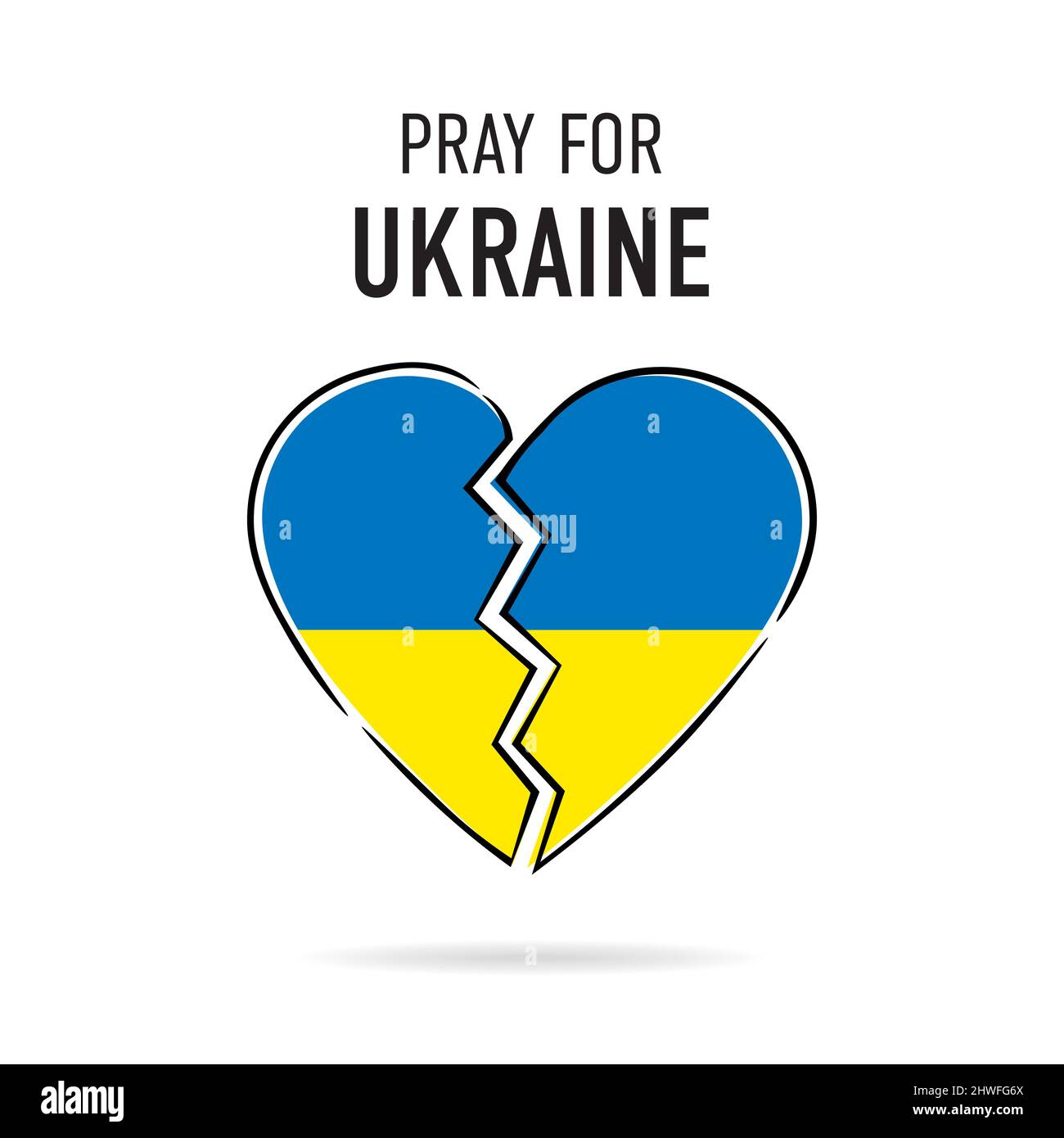 Pray for Ukraine - Heart icon and text Stock Vector