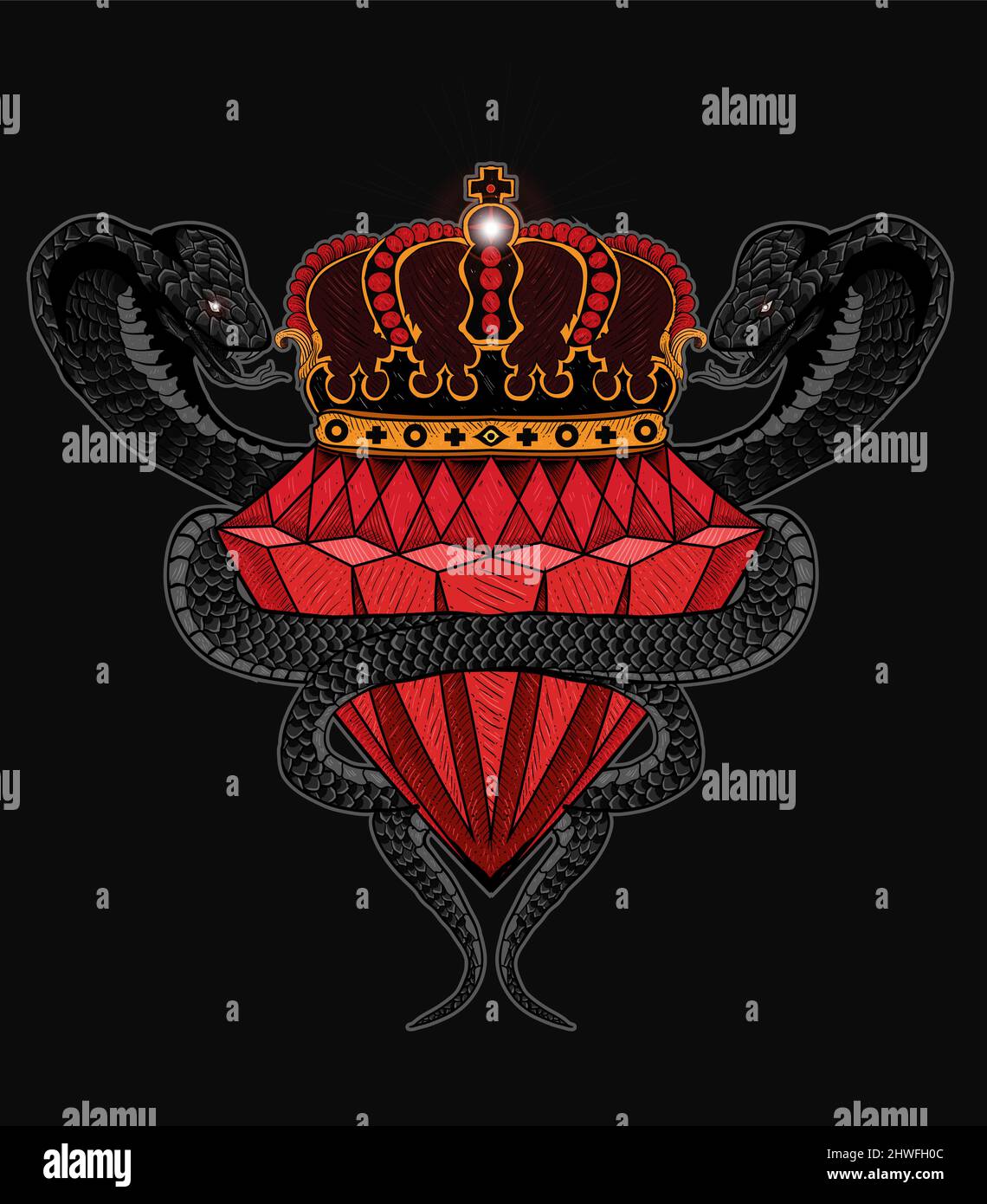 illustration vector vintage snake diamond king Stock Vector