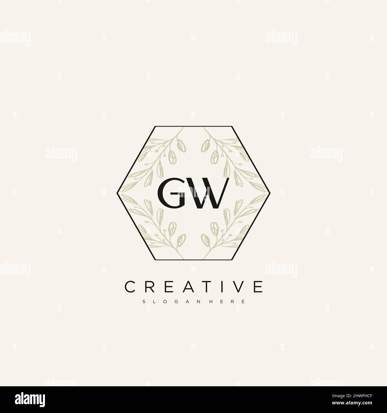 GW Initial Letter Flower Logo Template Vector premium vector Stock Vector