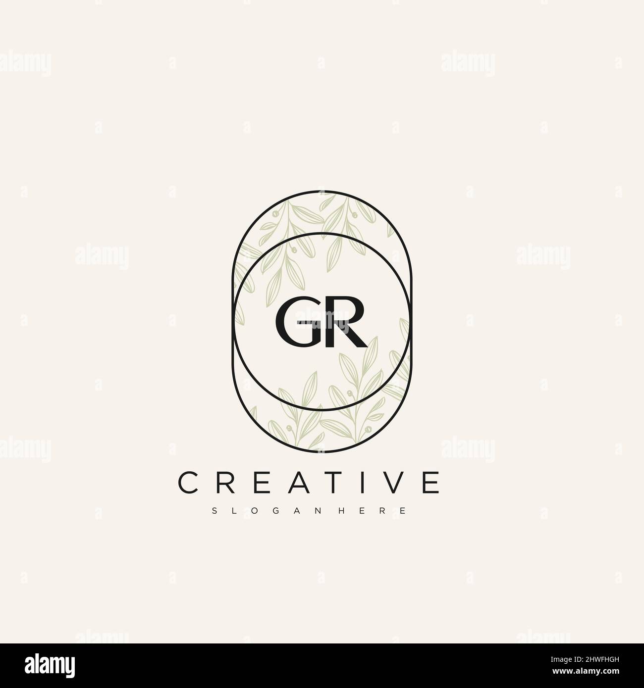 GR Initial Letter Flower Logo Template Vector premium vector Stock Vector