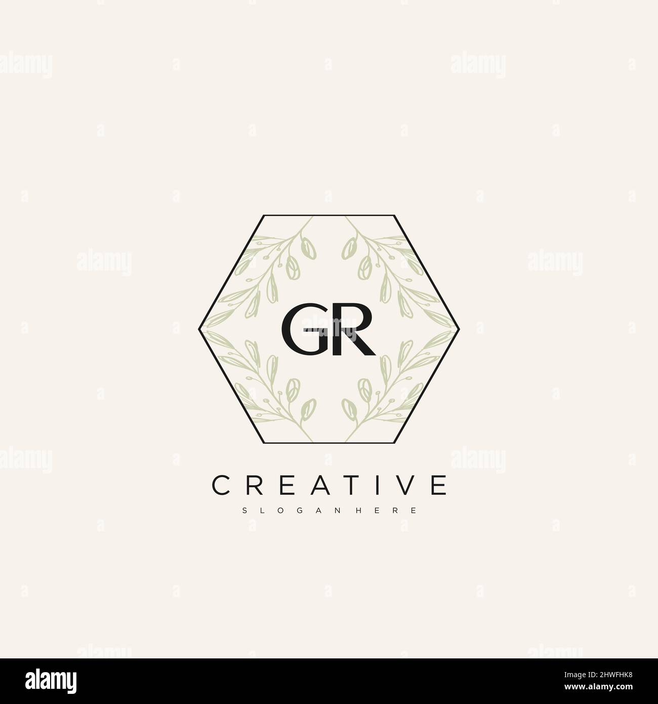 GR Initial Letter Flower Logo Template Vector premium vector Stock Vector