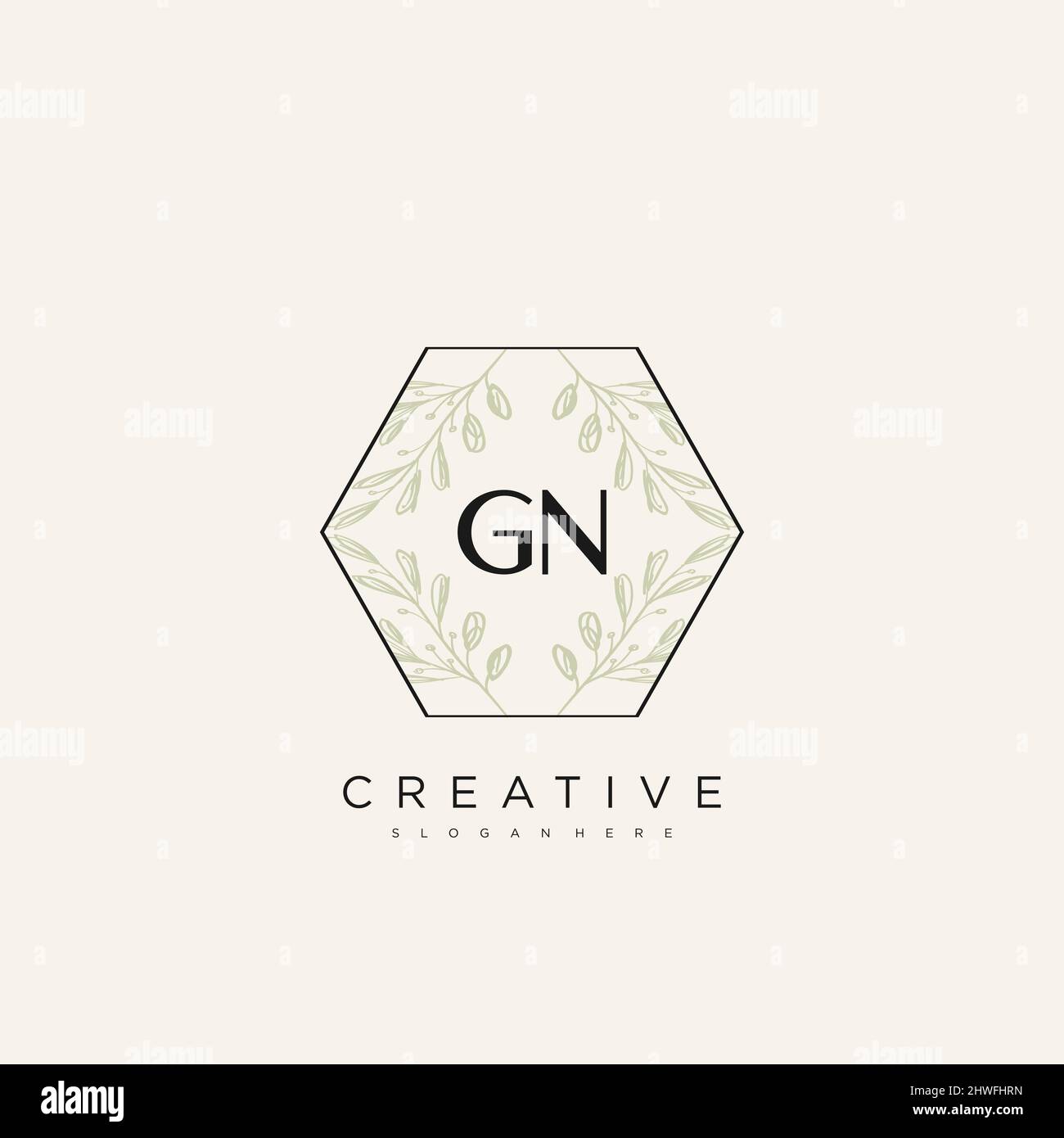 GN Initial Letter Flower Logo Template Vector premium vector Stock Vector