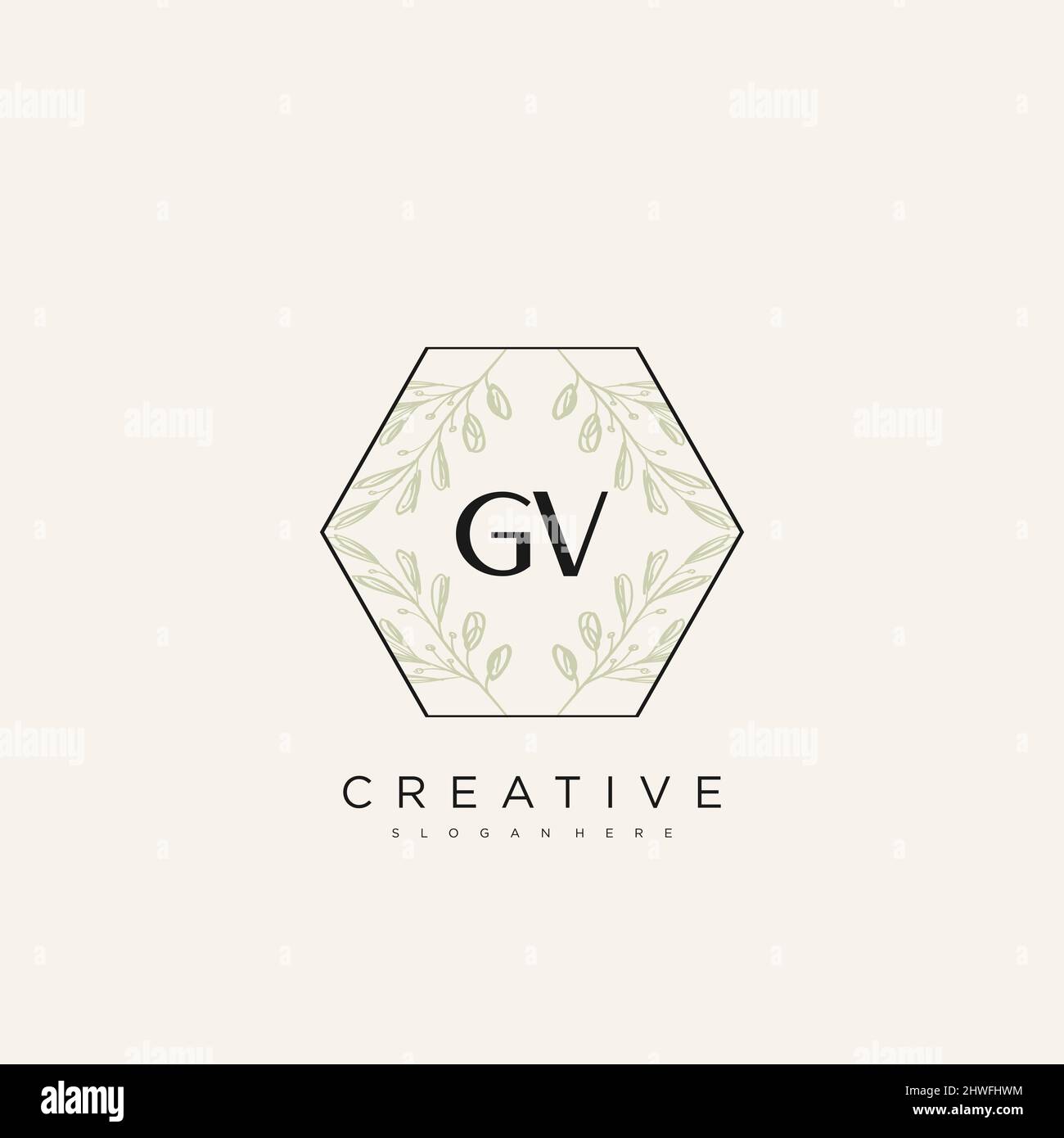 GV Initial Letter Flower Logo Template Vector premium vector Stock Vector