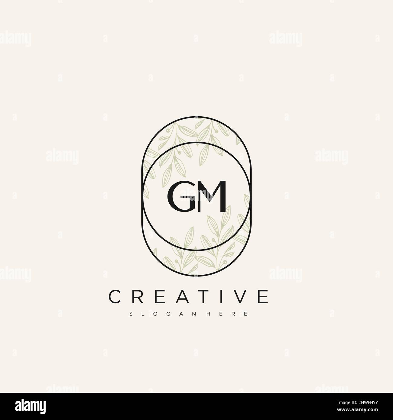 GM Initial Letter Flower Logo Template Vector premium vector Stock Vector