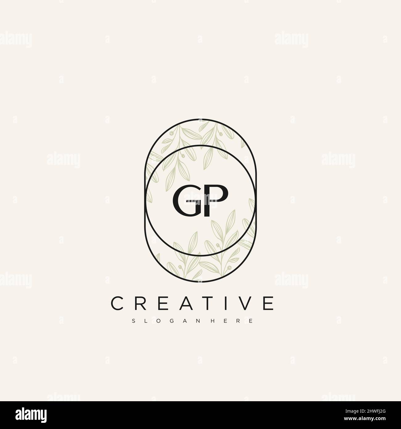 GP Initial Letter Flower Logo Template Vector premium vector Stock Vector