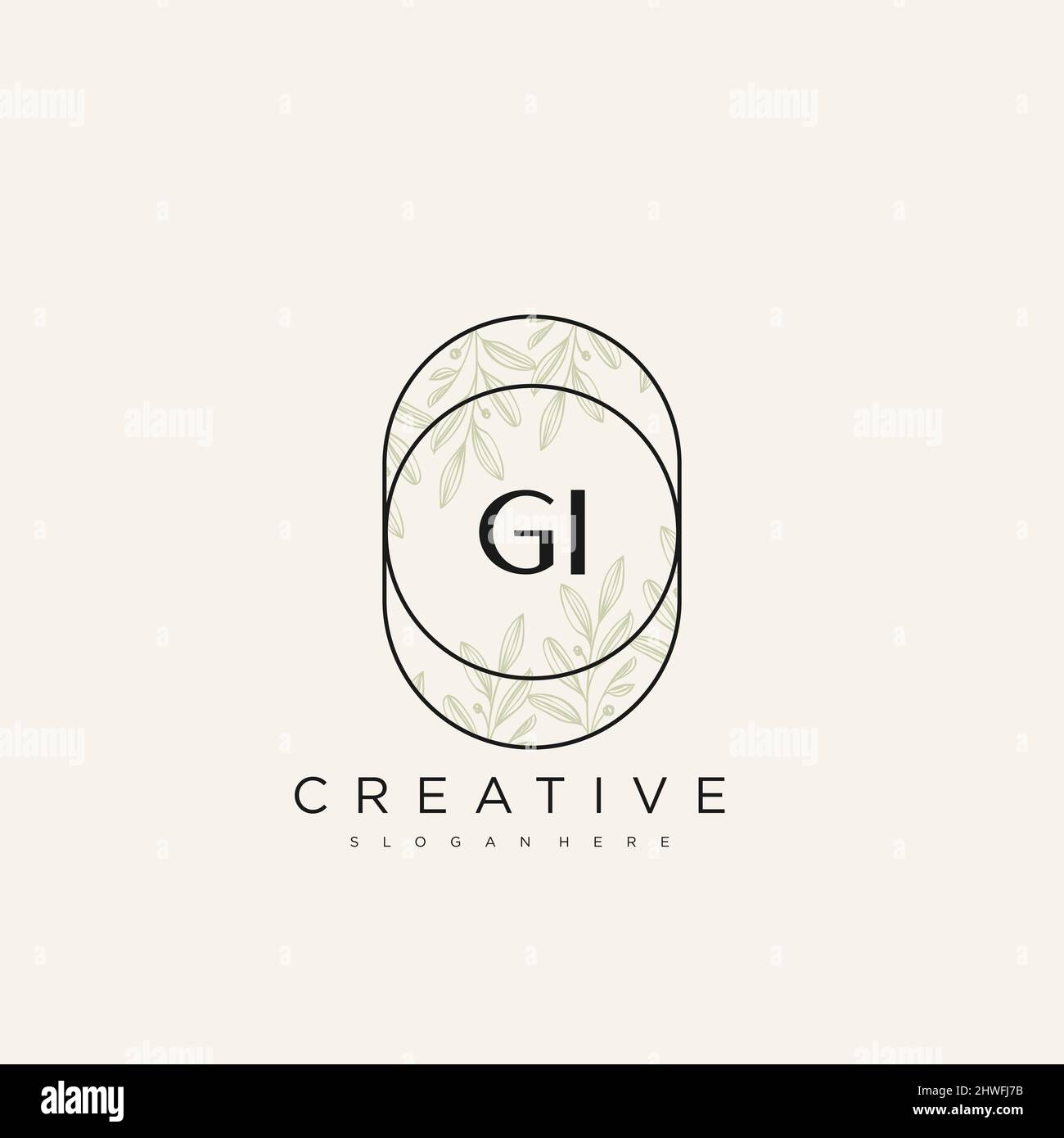 GI Initial Letter Flower Logo Template Vector premium vector Stock Vector