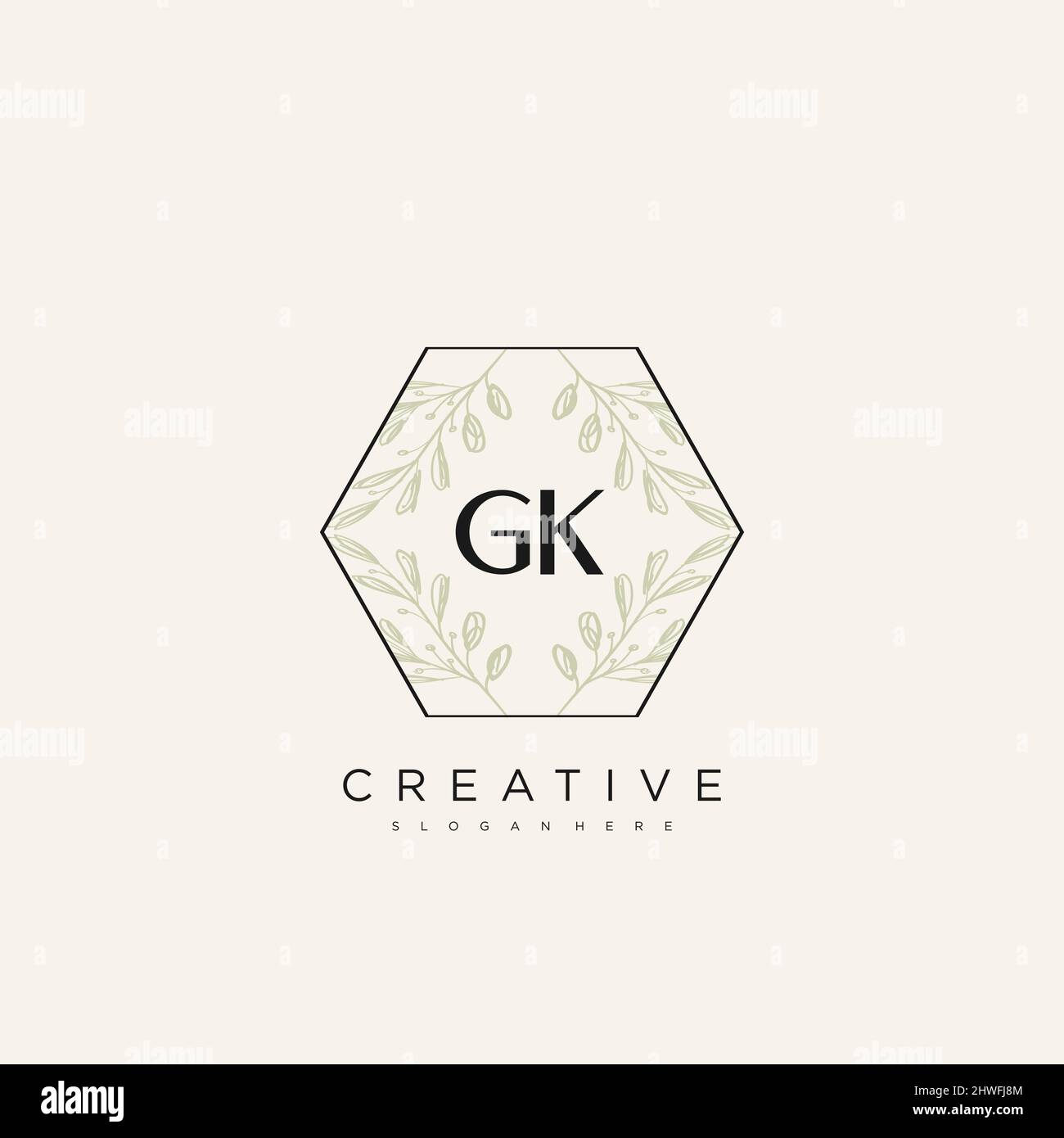 GK Initial Letter Flower Logo Template Vector premium vector Stock Vector