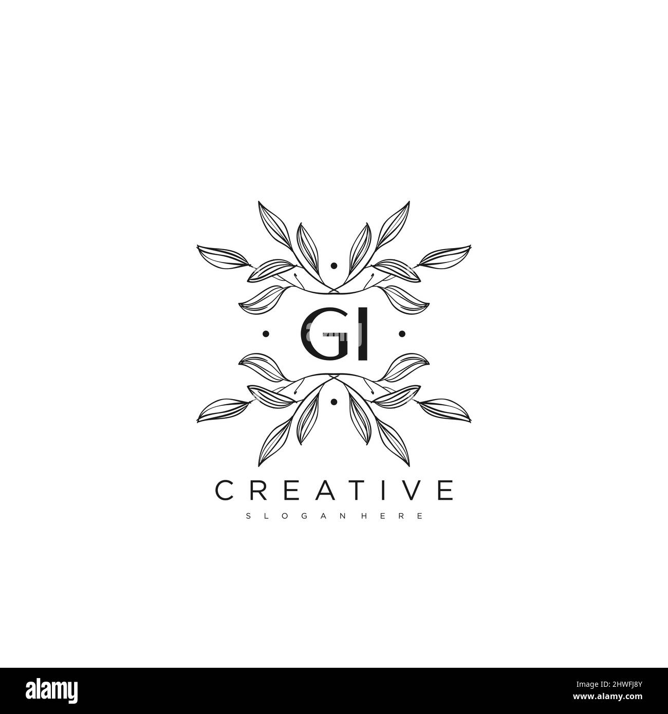 GI Initial Letter Flower Logo Template Vector premium vector Stock Vector