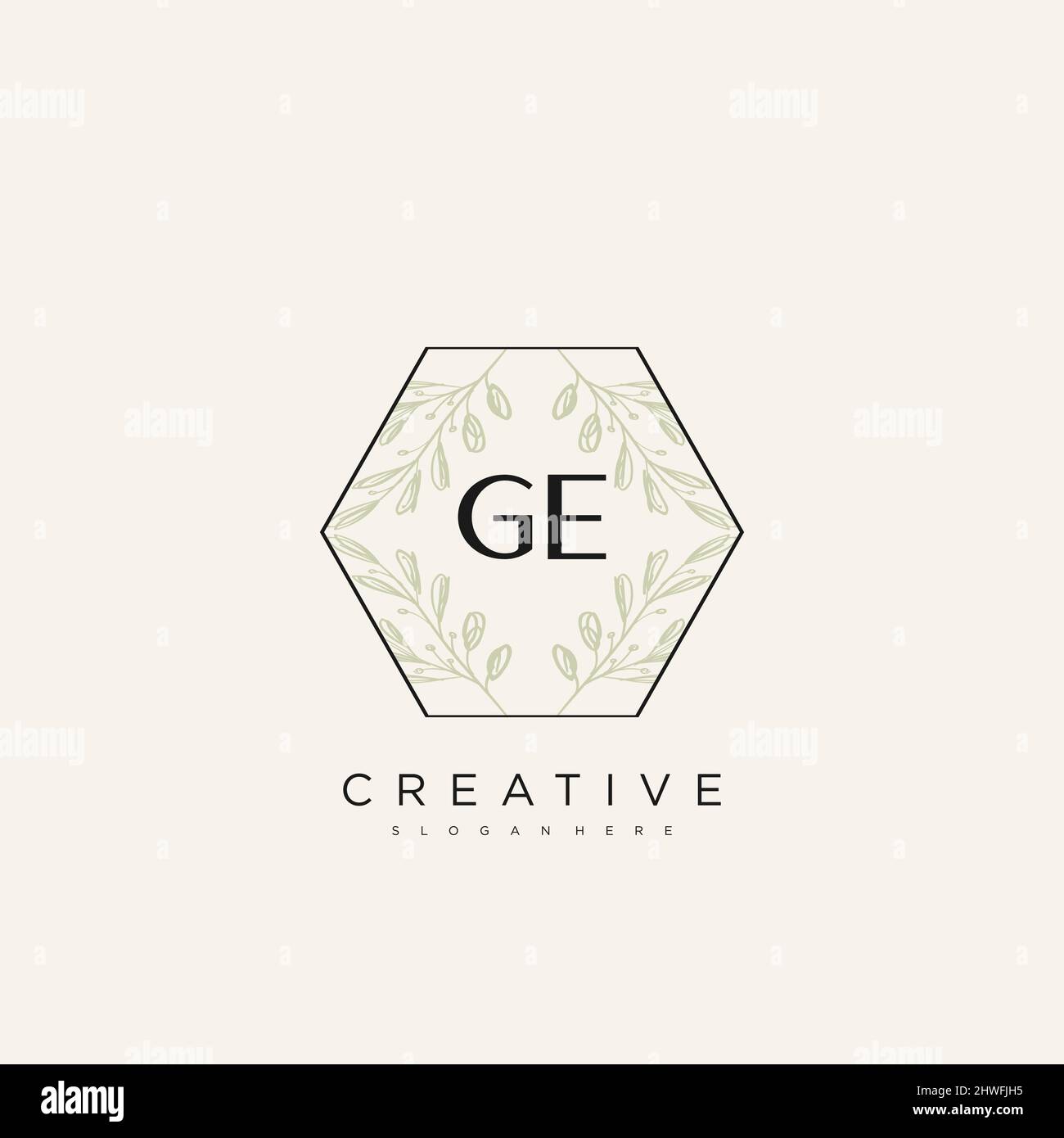 GE Initial Letter Flower Logo Template Vector premium vector Stock Vector