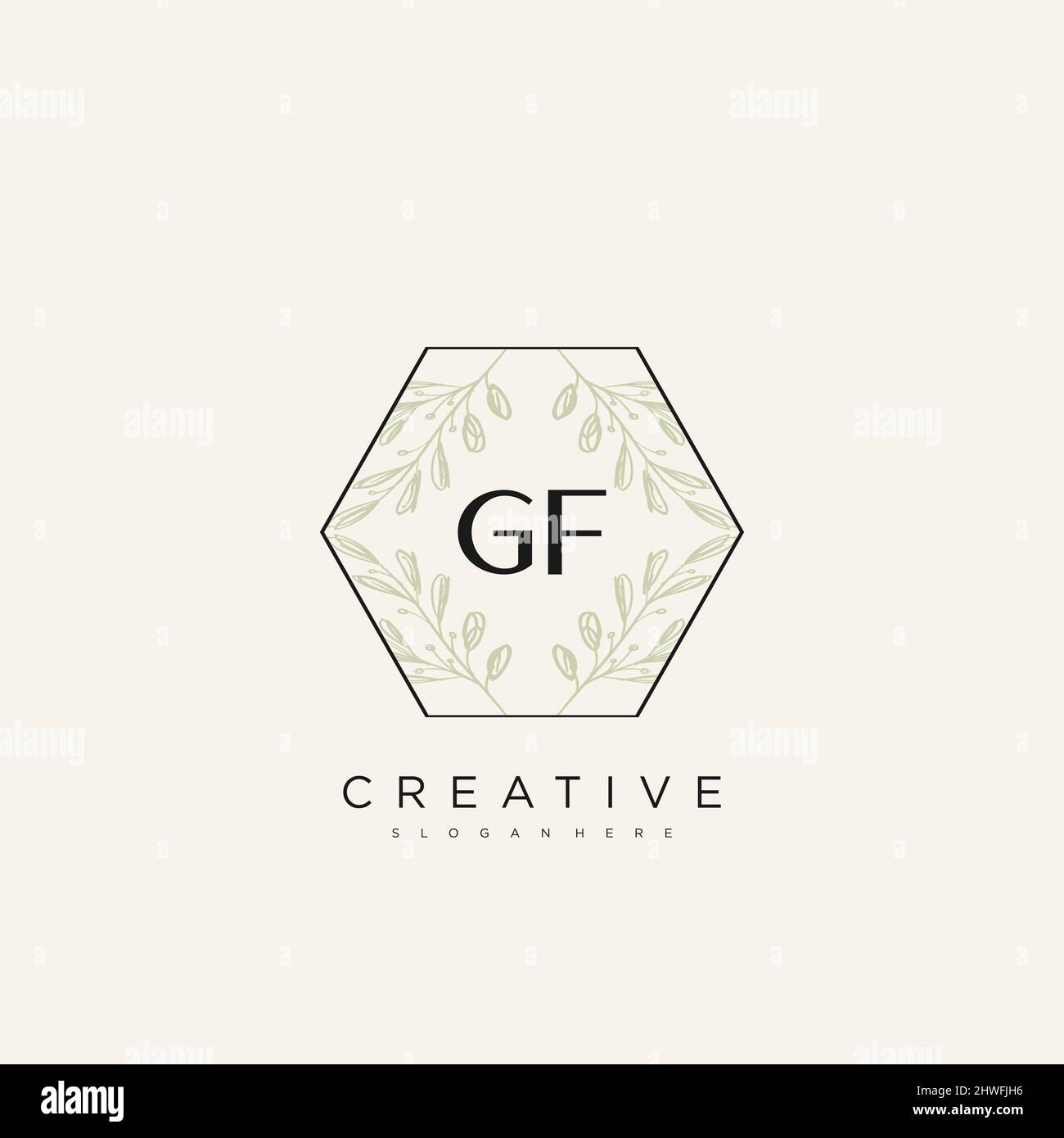 GF Initial Letter Flower Logo Template Vector premium vector Stock Vector